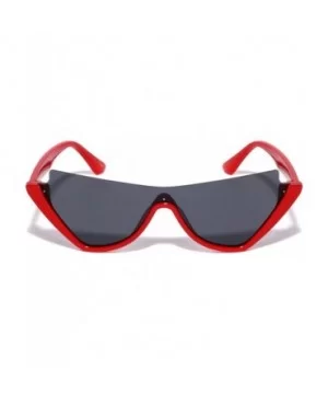 Semi Rimless Diagonal Top Sharp One Piece Shield Lens Cat Eye Sunglasses - Red - CY1993AQZNS $10.73 Cat Eye