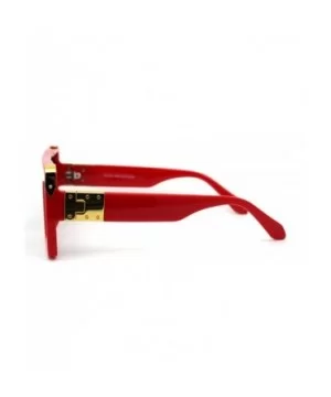 Flat Top Shield Rectangle Mobster Plastic Sunglasses - Red Smoke - CQ193GQRXQH $13.66 Shield