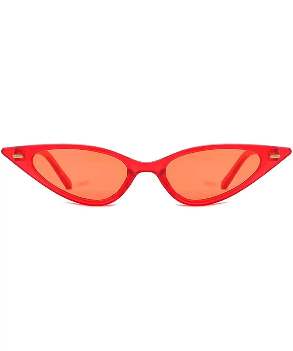 Retro Cat's Eye Sunglasses for Men or Women PC AC UV 400 Protection Sunglasses - Red - CZ18SARAWWT $10.62 Oversized