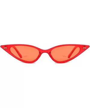 Retro Cat's Eye Sunglasses for Men or Women PC AC UV 400 Protection Sunglasses - Red - CZ18SARAWWT $10.62 Oversized