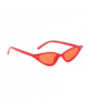 Retro Cat's Eye Sunglasses for Men or Women PC AC UV 400 Protection Sunglasses - Red - CZ18SARAWWT $10.62 Oversized