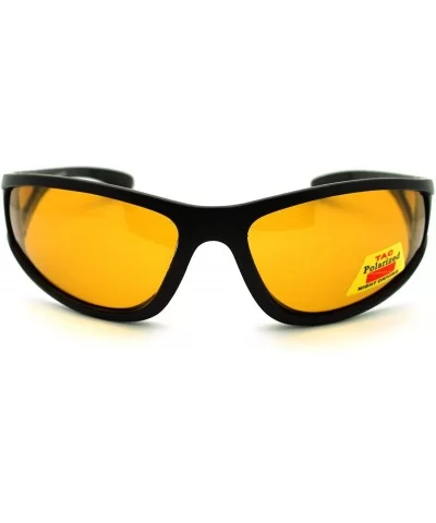 Polarized Lens Mens Wrap Around Sports Sunglasses - Matte Black - CY186GE555G $7.27 Wrap