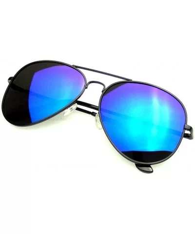 Aviator Sunglasses Vintage Mirror Lens New Men Women Fashion Frame Retro Pilot - Polarized Lens - Black Blue - CG12NYSL6YY $6...