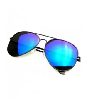 Aviator Sunglasses Vintage Mirror Lens New Men Women Fashion Frame Retro Pilot - Polarized Lens - Black Blue - CG12NYSL6YY $6...