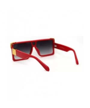 Flat Top Shield Rectangle Mobster Plastic Sunglasses - Red Smoke - CQ193GQRXQH $13.66 Shield