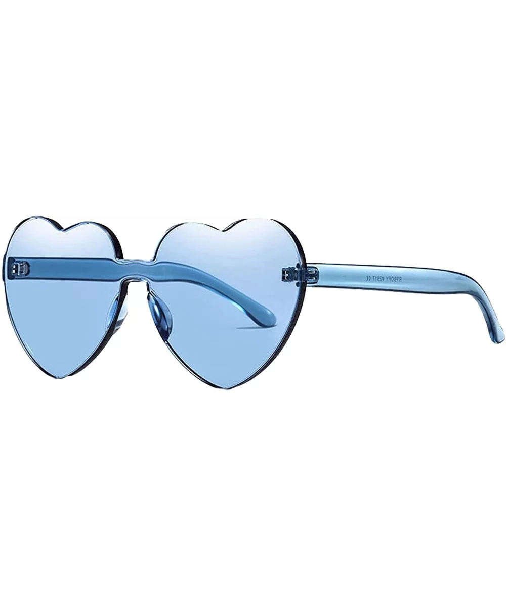 Womens Fashion Heart Shape Sunglasses Candy Color Glasses - Sky Blue - CM18Q9S30TE $11.39 Round