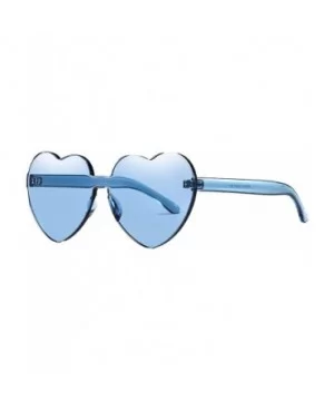 Womens Fashion Heart Shape Sunglasses Candy Color Glasses - Sky Blue - CM18Q9S30TE $11.39 Round