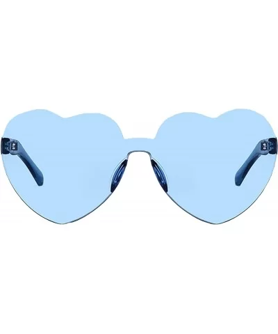 Womens Fashion Heart Shape Sunglasses Candy Color Glasses - Sky Blue - CM18Q9S30TE $11.39 Round