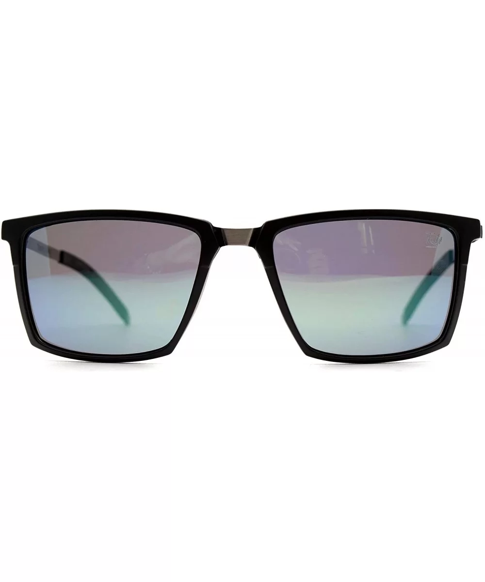 p583 Square Style Polarized- for Mens 100% UV PROTECTION - Black-greenmirror - CN192TG9EX2 $22.32 Square