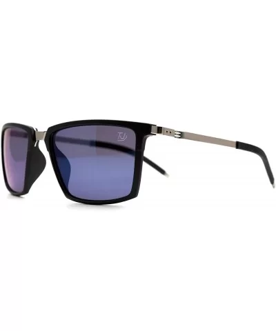 p583 Square Style Polarized- for Mens 100% UV PROTECTION - Black-greenmirror - CN192TG9EX2 $22.32 Square