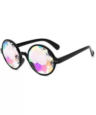 Round Kaleido Glasses Rave Festival Men Women Brand Designer Holographic Female Male Sunglasses Retro - Clear - C0197A3C7GM $...