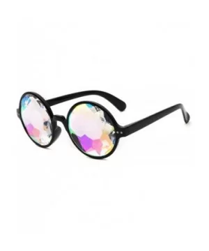 Round Kaleido Glasses Rave Festival Men Women Brand Designer Holographic Female Male Sunglasses Retro - Clear - C0197A3C7GM $...