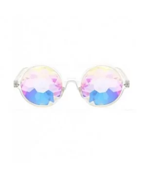 Round Kaleido Glasses Rave Festival Men Women Brand Designer Holographic Female Male Sunglasses Retro - Clear - C0197A3C7GM $...