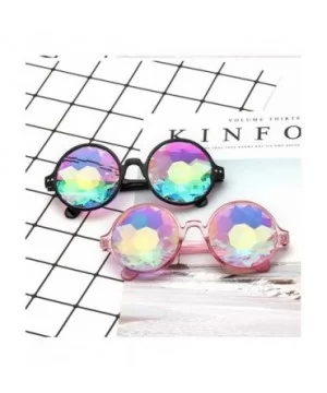 Round Kaleido Glasses Rave Festival Men Women Brand Designer Holographic Female Male Sunglasses Retro - Clear - C0197A3C7GM $...