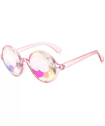 Round Kaleido Glasses Rave Festival Men Women Brand Designer Holographic Female Male Sunglasses Retro - Clear - C0197A3C7GM $...