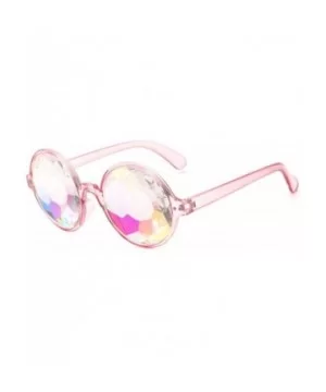 Round Kaleido Glasses Rave Festival Men Women Brand Designer Holographic Female Male Sunglasses Retro - Clear - C0197A3C7GM $...