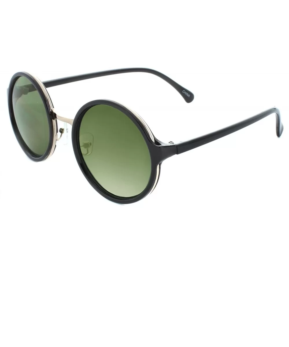 Metal Insert 50mm Round Sunglasses - Black-smoke - CD11LQ6DZFL $5.56 Oversized