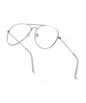 Clear Aviator Glasses Lens Premium Classic Metal Frame Eyeglasses - Pink - C118XE082EQ $6.26 Aviator