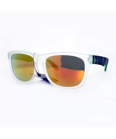 Soft Matte Finish Square Frame Unisex Sunglasses Multi Mirror Lens - Green - CX11W8F1H0J $6.18 Square