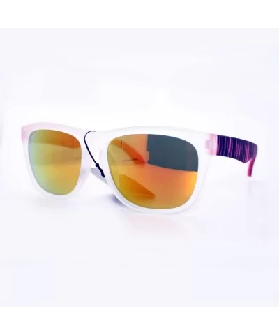 Soft Matte Finish Square Frame Unisex Sunglasses Multi Mirror Lens - Green - CX11W8F1H0J $6.18 Square