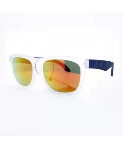 Soft Matte Finish Square Frame Unisex Sunglasses Multi Mirror Lens - Green - CX11W8F1H0J $6.18 Square