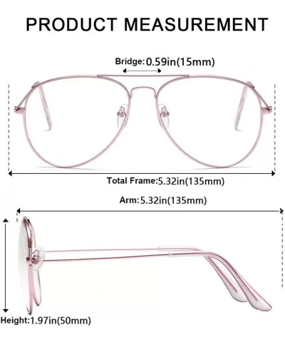 Clear Aviator Glasses Lens Premium Classic Metal Frame Eyeglasses - Pink - C118XE082EQ $6.26 Aviator