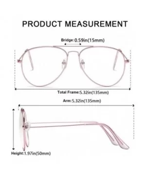 Clear Aviator Glasses Lens Premium Classic Metal Frame Eyeglasses - Pink - C118XE082EQ $6.26 Aviator