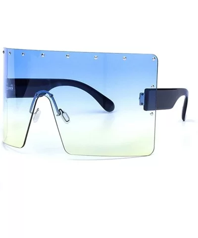 Oversized Gradient Sunglasses Crystal Rimless - Blue - CB18S5DAI53 $11.43 Oversized