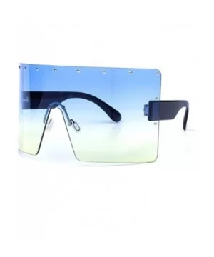 Oversized Gradient Sunglasses Crystal Rimless - Blue - CB18S5DAI53 $11.43 Oversized