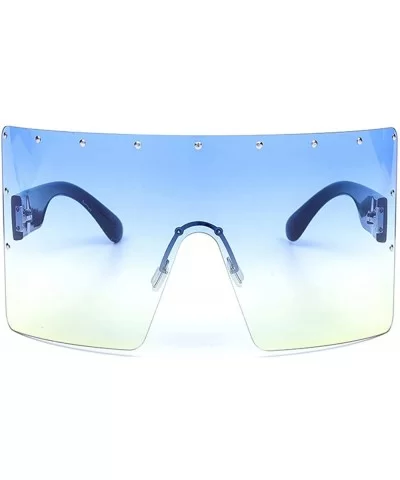 Oversized Gradient Sunglasses Crystal Rimless - Blue - CB18S5DAI53 $11.43 Oversized