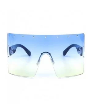 Oversized Gradient Sunglasses Crystal Rimless - Blue - CB18S5DAI53 $11.43 Oversized