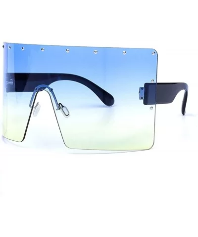 Oversized Gradient Sunglasses Crystal Rimless - Blue - CB18S5DAI53 $11.43 Oversized