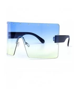 Oversized Gradient Sunglasses Crystal Rimless - Blue - CB18S5DAI53 $11.43 Oversized