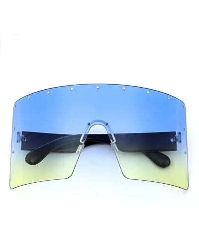 Oversized Gradient Sunglasses Crystal Rimless - Blue - CB18S5DAI53 $11.43 Oversized