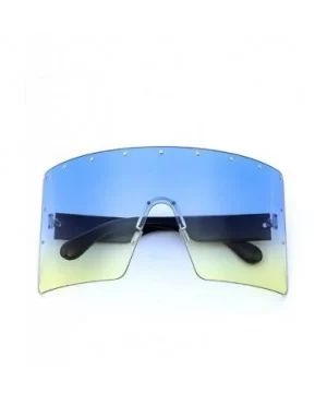 Oversized Gradient Sunglasses Crystal Rimless - Blue - CB18S5DAI53 $11.43 Oversized