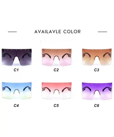 Oversized Gradient Sunglasses Crystal Rimless - Blue - CB18S5DAI53 $11.43 Oversized