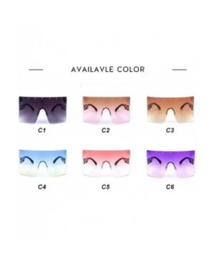 Oversized Gradient Sunglasses Crystal Rimless - Blue - CB18S5DAI53 $11.43 Oversized