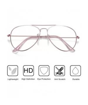 Clear Aviator Glasses Lens Premium Classic Metal Frame Eyeglasses - Pink - C118XE082EQ $6.26 Aviator