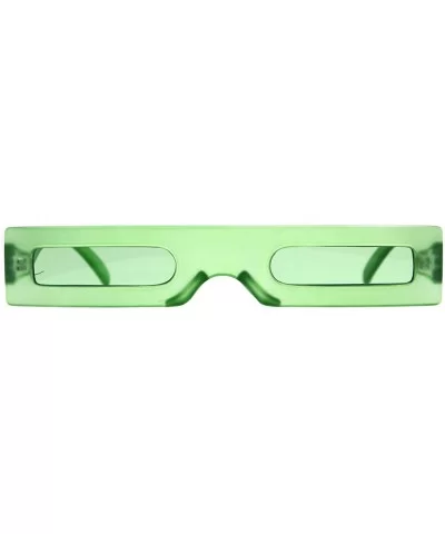 Futuristic Pimp Color 80s Robotic Funk Narrow Rectangle Plastic Sunglasses - Green - CV18HM2M5SC $8.96 Rectangular