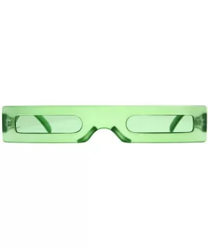 Futuristic Pimp Color 80s Robotic Funk Narrow Rectangle Plastic Sunglasses - Green - CV18HM2M5SC $8.96 Rectangular