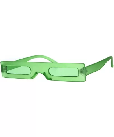 Futuristic Pimp Color 80s Robotic Funk Narrow Rectangle Plastic Sunglasses - Green - CV18HM2M5SC $8.96 Rectangular