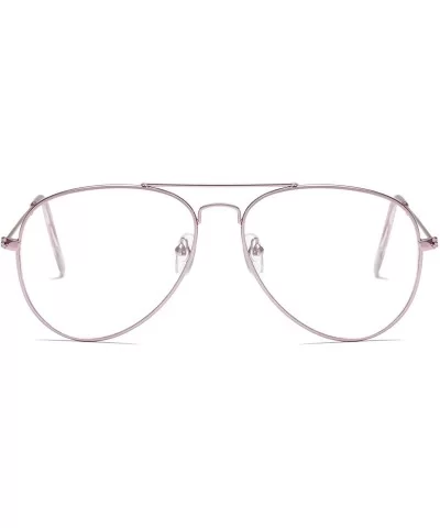 Clear Aviator Glasses Lens Premium Classic Metal Frame Eyeglasses - Pink - C118XE082EQ $6.26 Aviator