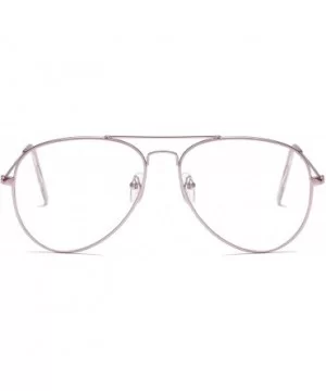 Clear Aviator Glasses Lens Premium Classic Metal Frame Eyeglasses - Pink - C118XE082EQ $6.26 Aviator