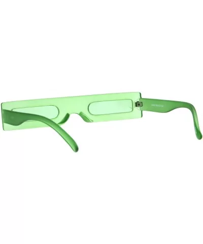 Futuristic Pimp Color 80s Robotic Funk Narrow Rectangle Plastic Sunglasses - Green - CV18HM2M5SC $8.96 Rectangular