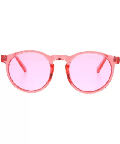 Hippie Pop Color Horned Keyhole Plastic Retro Sunglasses - Pink - CH185ORE0E2 $5.51 Round