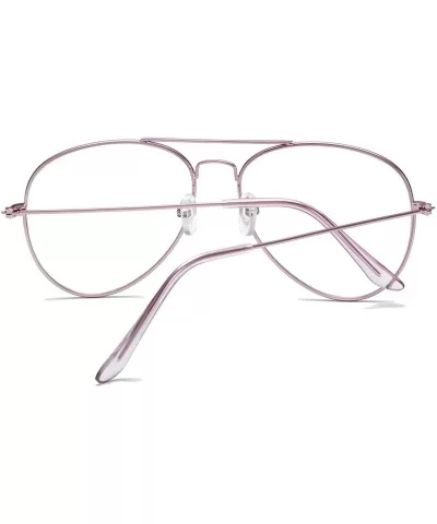 Clear Aviator Glasses Lens Premium Classic Metal Frame Eyeglasses - Pink - C118XE082EQ $6.26 Aviator