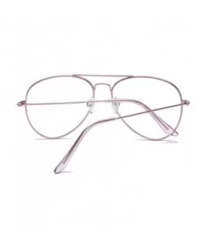 Clear Aviator Glasses Lens Premium Classic Metal Frame Eyeglasses - Pink - C118XE082EQ $6.26 Aviator