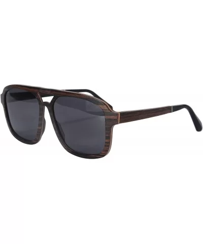 Oversized Wood Sunglasses for Men Designed in Switzerland Mirror Lenses-SH73002 - Ebony - C012GG032VX $22.60 Square