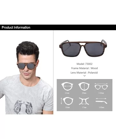 Oversized Wood Sunglasses for Men Designed in Switzerland Mirror Lenses-SH73002 - Ebony - C012GG032VX $22.60 Square