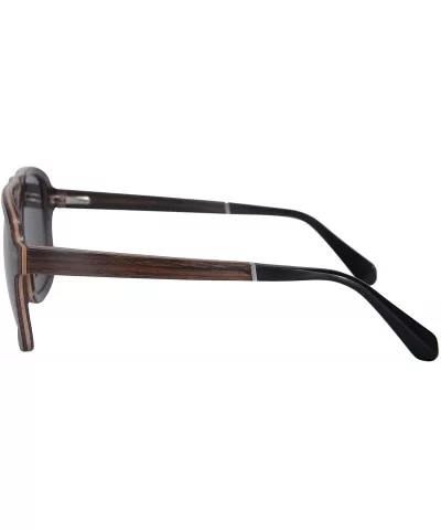 Oversized Wood Sunglasses for Men Designed in Switzerland Mirror Lenses-SH73002 - Ebony - C012GG032VX $22.60 Square